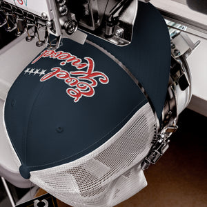 Evel Knievel® Vintage Design Trucker Cap- Navy Blue with White Mesh Back