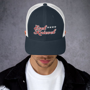 Evel Knievel® Vintage Design Trucker Cap- Navy Blue with White Mesh Back