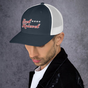 Evel Knievel® Vintage Design Trucker Cap- Navy Blue with White Mesh Back