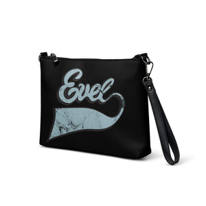 Evel Knievel Vintage-Inspired Crossbody Bag — black — angled front view
