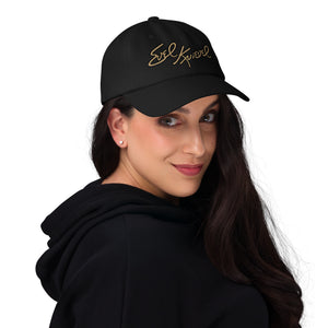 Evel Knievel® Gold Signature Distressed Dad Hat — Black - Evel Knievel