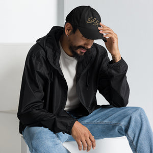 Evel Knievel® Gold Signature Distressed Dad Hat — Black - Evel Knievel