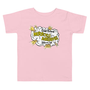 Evel Knievel First Stunt Logo Toddler Tee — pink — front view