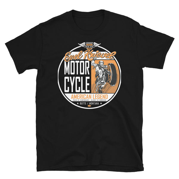 Retro American Legend Evel Knievel Men's Graphic Motorcycle Tee in Black - Available in Sizes Small - 3XL