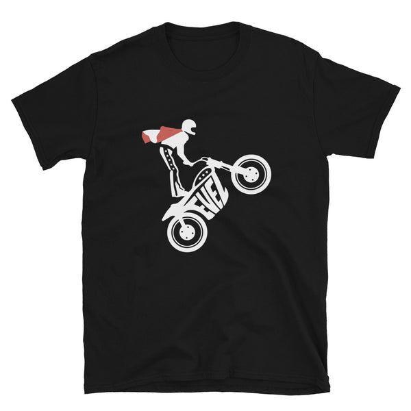 Icon on a Wheelie-Evel Knievel Motorcycle Men's Tee in Black - Available in Sizes Small - 3XL