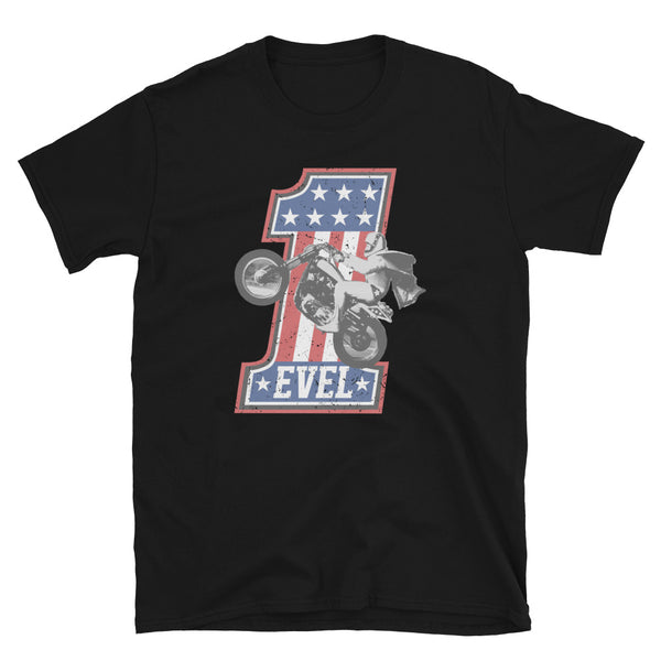 Evel Knievel-Join Our Team #1 Men's Motorcycle Tee in Grey Available in Sizes Small - 3XL colors Black and Grey