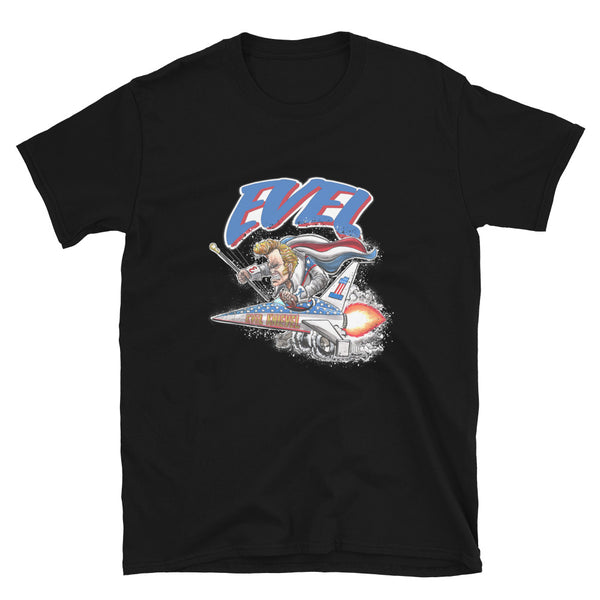 Evel Knievel - Evel's Rocket Tee! Available in sizes as Small -3XL and Black or White