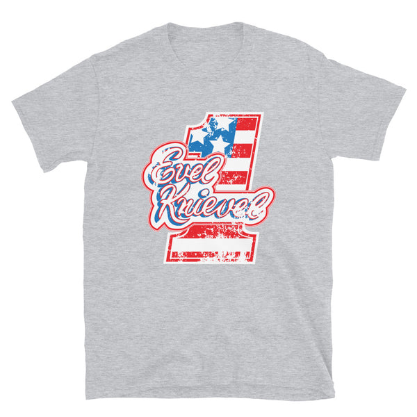 Vintage Evel Knievel 70's Men's or Unisex Tee in Red White and Blue - Available in sizes Small - 3XL