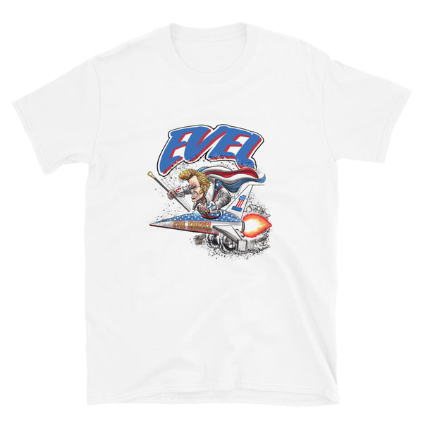 Evel Knievel - Evel's Rocket Tee! Available in sizes as Small -3XL and Black or White