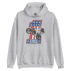 Evel Knievel Vintage #1 Wheelie Hoodie — sport grey — front view
