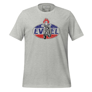 Evel Knievel Vintage Oval Badge Tee — athletic heather — front view
