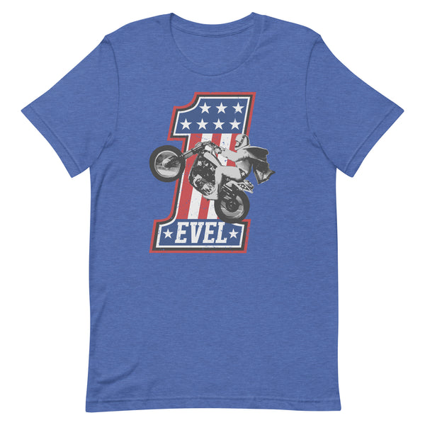 Evel Knievel-Join Our Team #1 Men's Motorcycle Tee in Heather Royal Blue Available in Sizes Small - 4XL