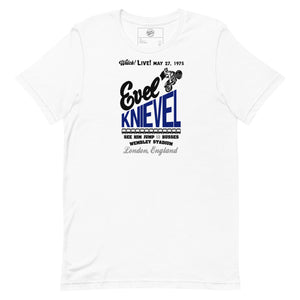 Evel Knievel® 1975 Wembley Bus Jump Tee — White - Evel Knievel
