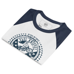 Evel Knievel® "In Evel We Trust" Women's Raglan Baby Tee - Evel Knievel