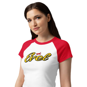 Evel Knievel® Wembley "Simply Evel" Women's Raglan Baby Tee - Evel Knievel