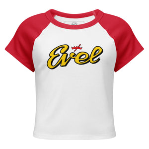 Evel Knievel® Wembley "Simply Evel" Women's Raglan Baby Tee - Evel Knievel