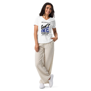Evel Knievel® 1975 Wembley Bus Jump Women's V-Neck — White - Evel Knievel
