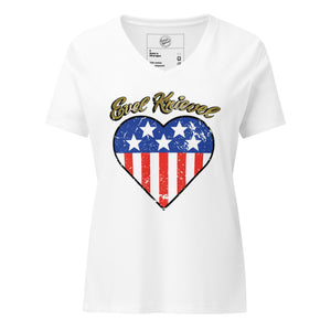 Evel Knievel® Heart Flag Women's V-Neck — White - Evel Knievel