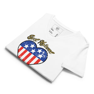 Evel Knievel® Heart Flag Women's V-Neck — White - Evel Knievel