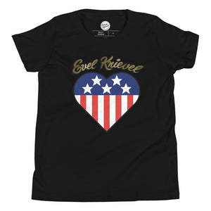 Evel Knievel® Heart Flag Youth Tee — Sizes S–XL - Evel Knievel
