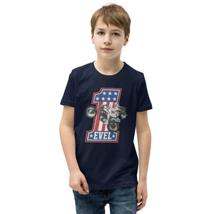 Evel Knievel Join Our Team #1 Youth Tee — navy — front view