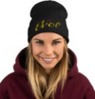EVEL Logo Embroidered Cuff Knit Hat - Black