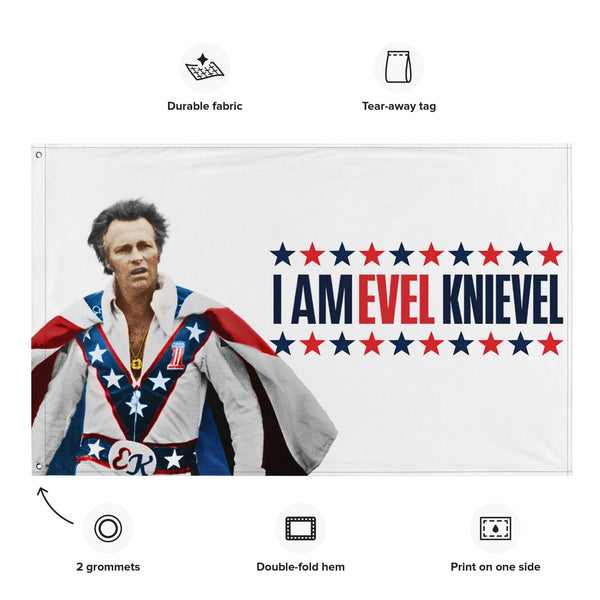 "I AM EVEL KNIEVEL " Flag/Wall Art 34x56 Inches