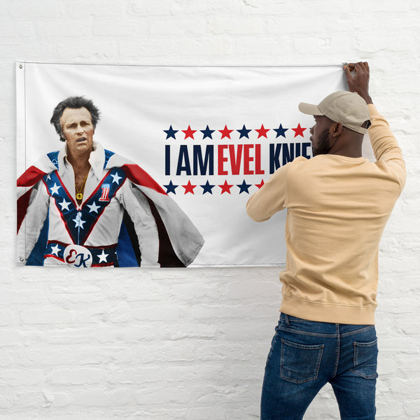 "I AM EVEL KNIEVEL " Flag/Wall Art 34x56 Inches