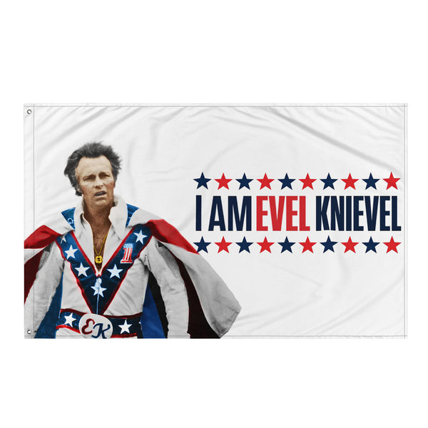 "I AM EVEL KNIEVEL " Flag/Wall Art 34x56 Inches