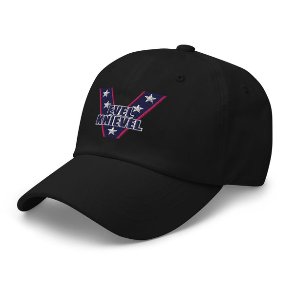 Evel Knievel Vintage "V" logo-Dad Hat in Black