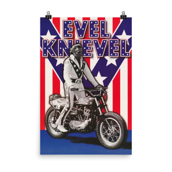 Evel Knievel "Red White and Blue" on his Harley Davidson Photo Poster 24x36