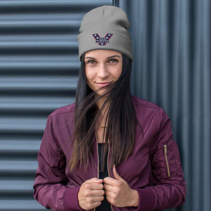 EVEL® "V" ® Logo Embroidered Cuff Knit Hat-Gray