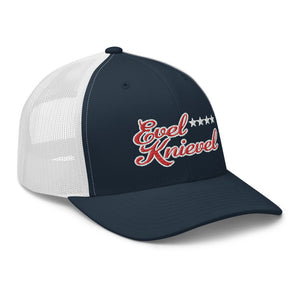Evel Knievel® Vintage Design Trucker Cap- Navy Blue with White Mesh Back