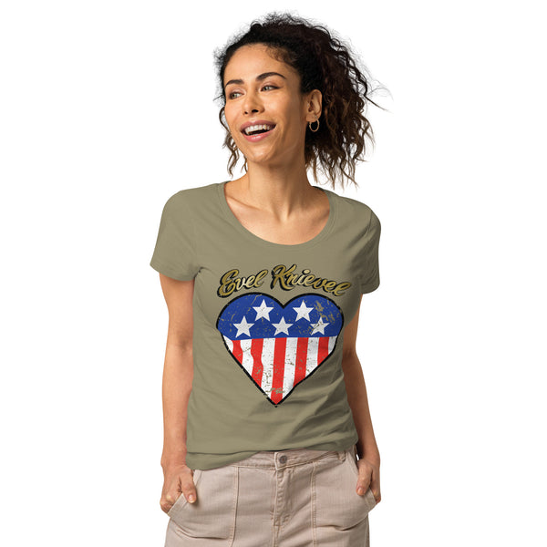 Retro Ladies Evel Knievel "Love" Tee in Khaki - Sizes Small - 2XL