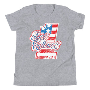 Evel Knievel Vintage 70s Youth Tee — athletic heather — front view