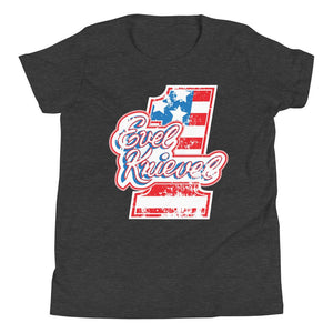 Evel Knievel Vintage 70s Youth Tee — dark grey heather — front view