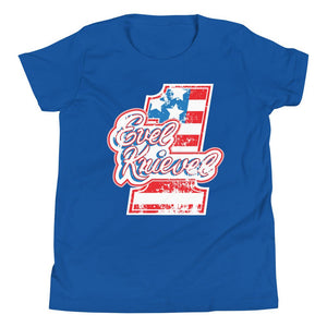 Evel Knievel Vintage 70s Youth Tee — true royal — front view